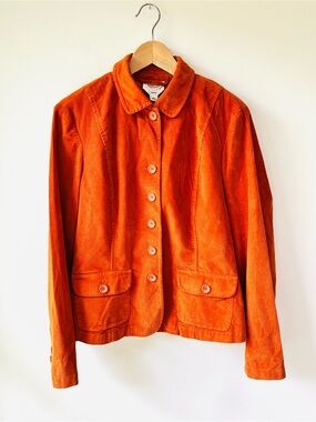 Vintage Talbots Orange Corduroy Button-Up Jacket - Size 14